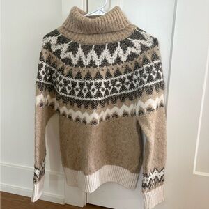 Pilcro Cream Fair Isle Knit Sweater